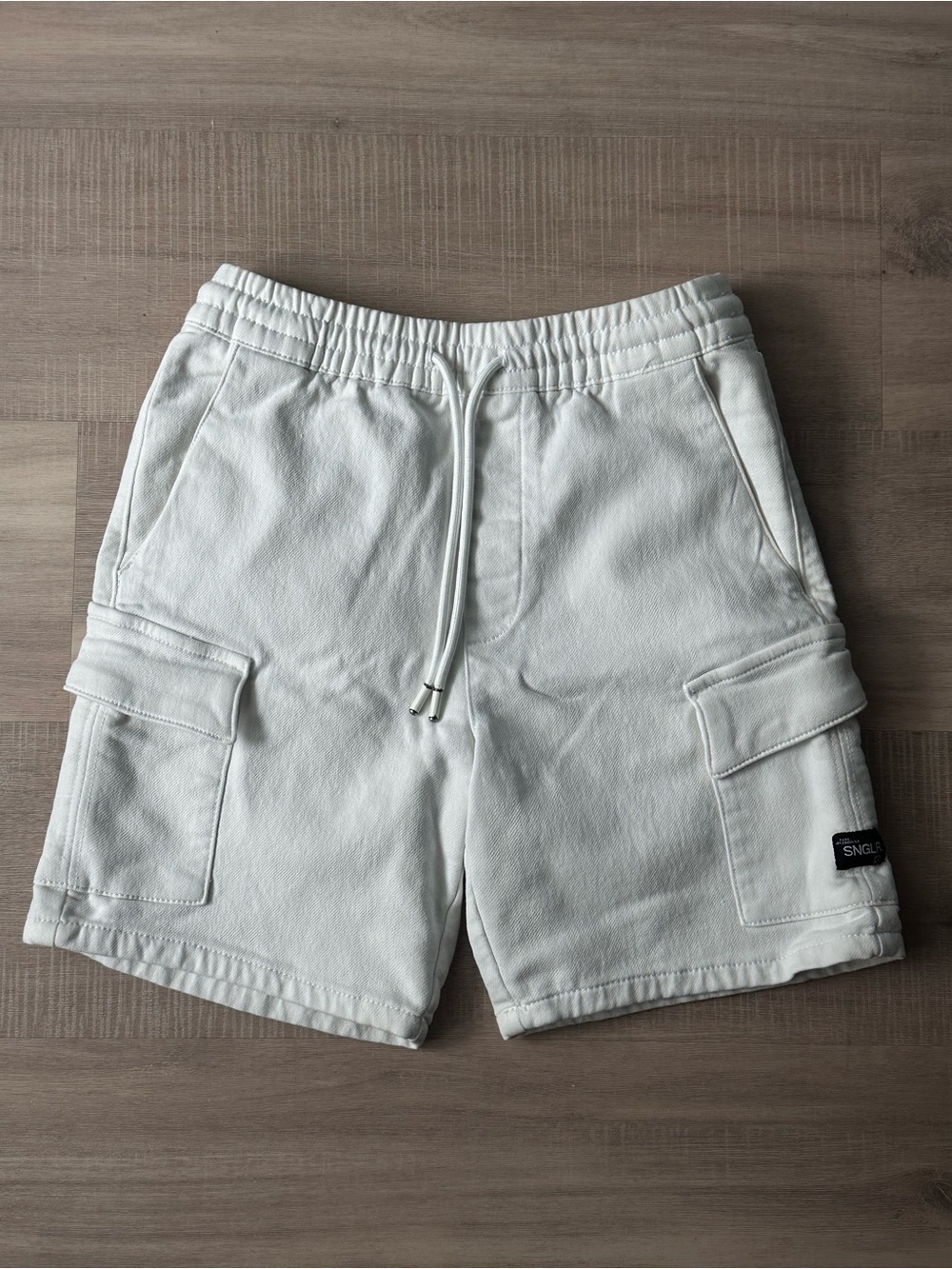 Bershka White Cargo Drawstring Men’s Shorts